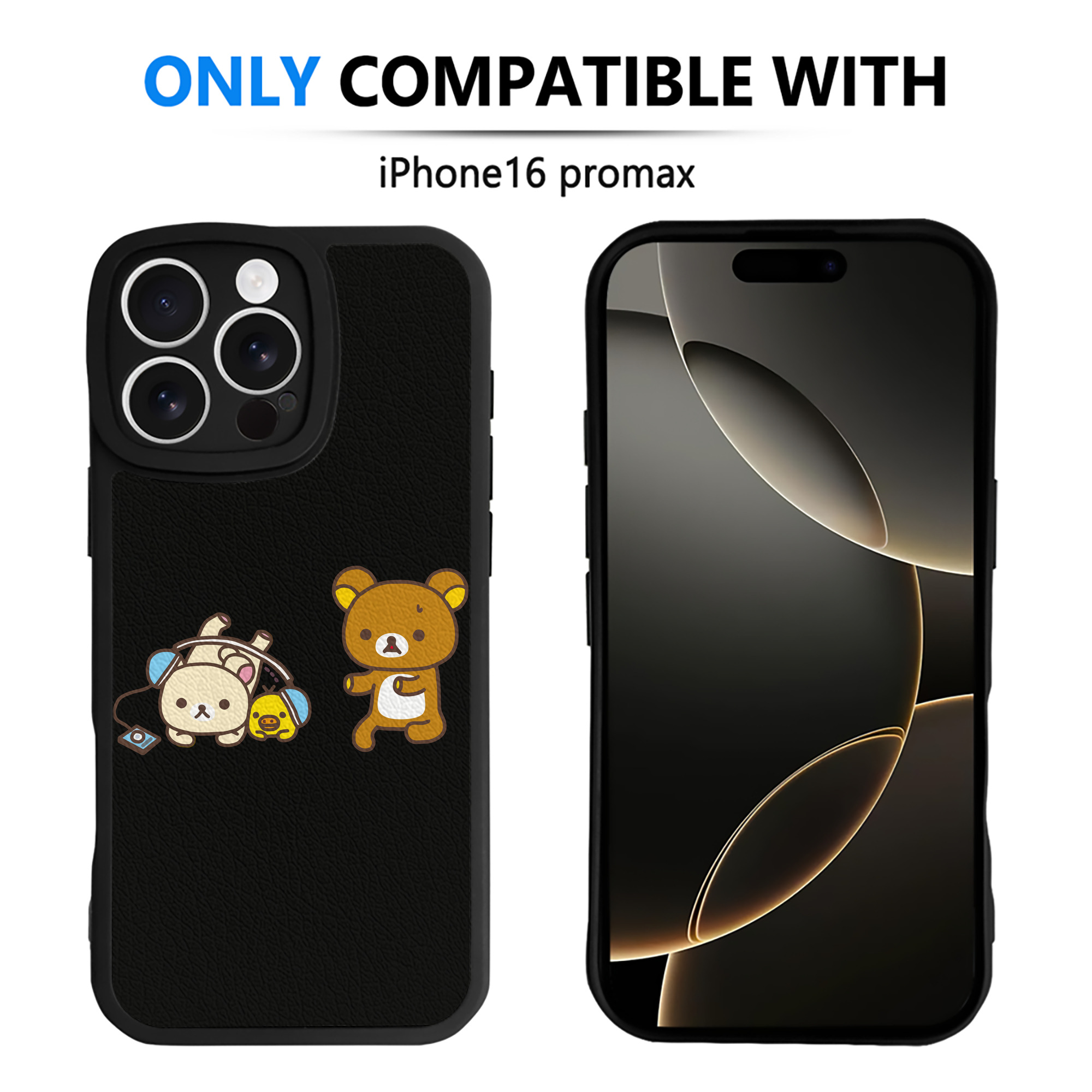 （画像用） リラックマ リラックマ キイロイトリ Rilakkuma Korilakkuma Kiiroitori 【iPhone 16シリーズ対応】シリコンスマホケース（レザー調） 材質：シリコン